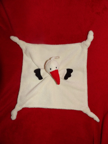 Doudou plat carré cigogne - doudou,