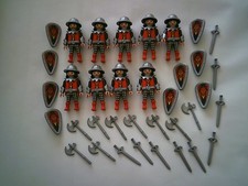 LOT DE PLAYMOBIL * 9 CHEVALIERS DU DRAGON ROUGE ET NOIR + ACCESSOIRES *