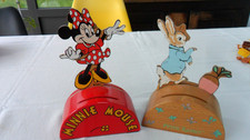 JOLI LOT 2 TIRELIRES MINNIE MOUSE DISNEY + PETER RABBIT B. POTTER  VILAC BOIS BE