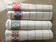 Linge basque vintage : 4 torchons essuie mains neufs