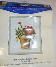 TAPISSERIE ROUGE PETUNIAS DMC 24X 28 CM 