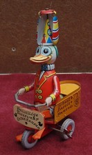 rare MAGNIFIQUE ANCIEN jouet mécanique remontoir sérigraphié canard fonctionne