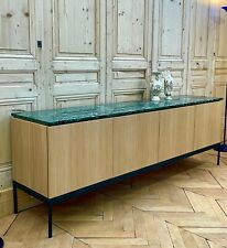 Enfilade  en placage chêne et plateau marbre Alpi Verde 