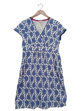 BODEN Robe à manches courtes Dames Robe T EU 46 bleu-blanc style décontracté