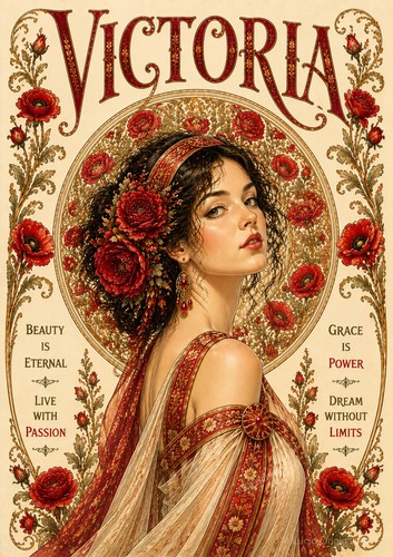 Affiche prénom victoria - a4,