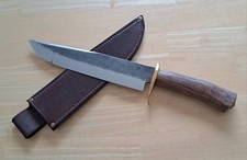 Grand Couteau Fixe Bowie Artisanal De La Forge De Pierre Avec Étui Cuir 