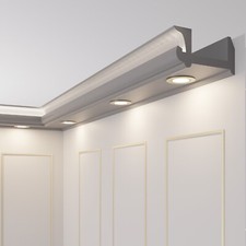 25 Mètres + Coins LED Spots Lumière Moulure en Stuc pour Eclairage Indirect