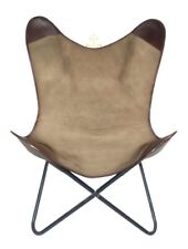 Beurre Fly Chaise – Kaki Toile Cuir Bkf Chaise, Bras Reste Salon PL2-1.370