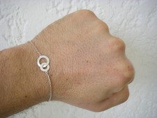 18CM / BRACELET disques liés en Argent massif 925 2gr N°373