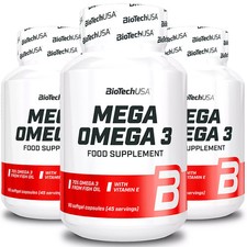 MEGA OMEGA 3 - 90-180 capsules molles -EPA DHA Cerveau Cœur Ongles Cheveux Santé