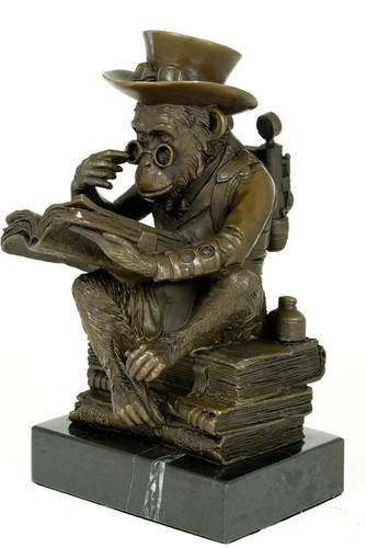 Sculpture bronze un singe - sculpture,