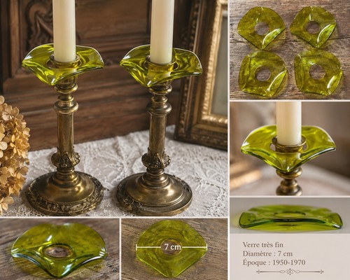 Bobèche opaline 19e - en, verte