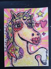 Dessin Original Licorne Narval Unicorn 21x28cm/Feuille