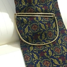 Gold Tone Square Snake Chain Pendant Vintage SWANK Tie Bar Clip