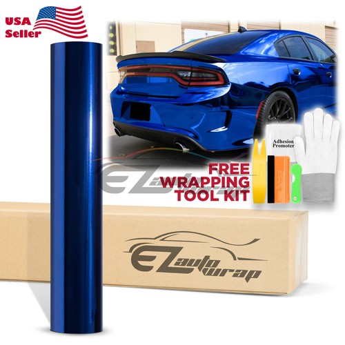 Chrome blue car vinyl - blue, wrap