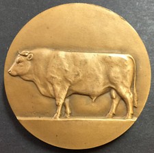 Médaille en bronze, Agriculture, TAUREAU/VACHE, décernée, avec écrin d'origine