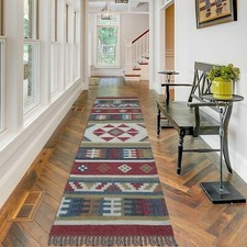 Rouge Laine Jute Tapis Tissé