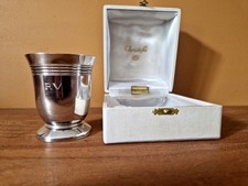 Gallia Christofle timbale en métal argenté modèle filet en coffret d'origine