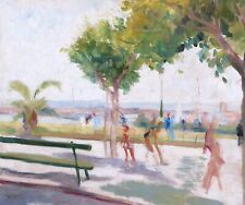 Tableau paysage Cannes Croisette Côte d'Azur huile Julien PAVIL école de PARIS