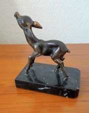 Ancien Serre Livres Faon en régule  sur marbre - Art Déco