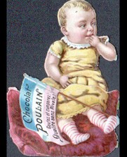 IMAGE Découpi articulé CHROMO CHOCOLAT POULAIN / BEBE & DRAPEAU PATRIOTIQUE