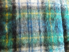 Couverture En Mohair Fait Main Rannoch Design Bleu Vert Noir Écosse 62 X 50