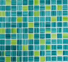 Pâte de Verre Bleu Vert Douche Piscine Pool Cuisine Salle Bain 64-0509_F