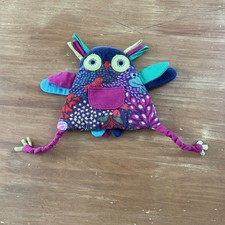 Doudou Hibou Chouette Catimini Bleu Rose Fuchsia Vert Fleurs