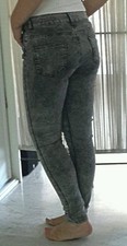 GLAM Pantalon Jean skinny gris anthracite motifs ZARA 38
