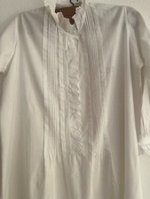 Vintage French NightDress - Cotton Nightgown - Long Sleeves - BR White Monogram