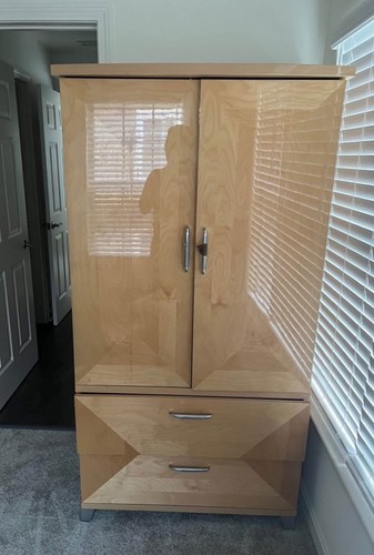Light brown wood armoire - light,