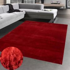 Tapis Shaggy longs poils lavable antidérapant rouge