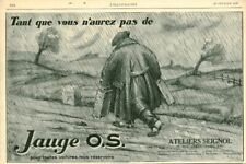 Publicité ancienne automobile jauge O S ateliers Seignol 1927 issue de magazine