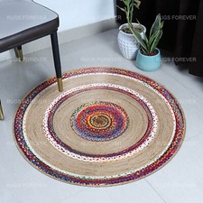 Tapis Rond En Jute Naturel Tissé À La Main Pour Cuisine Salon 3x3 Pieds