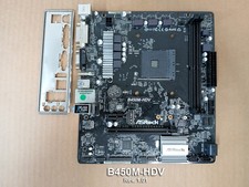 CARTE MERE µATX ASROCK B450H-HDV REV. 1.01 AMD RYZEN DDR4 WIN 11 OK  PLAQUE I/O
