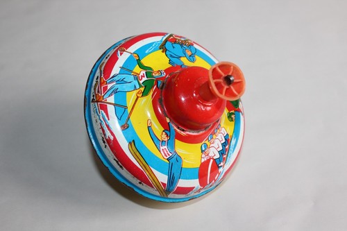Jouet ancien toupie tôle - ancien,