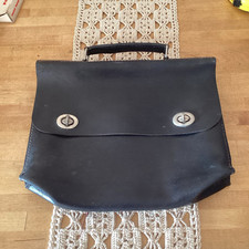 Mini Cartable Sacoche Cuir Noir Vintage 24:5x17x6 