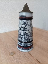 Splendide Chope A Bière Ancienne Scène De Chasse Bleue Marque Avon super marque