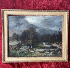 Tableau paysage tempête XIXème siècle huile sur toile collection Eugène Renevey