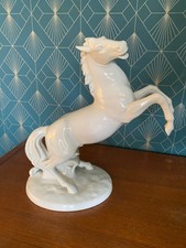 Cheval Porcelaine Kurt Steiner Années 50 Blanc Cabrant 50x70 cm, Signé