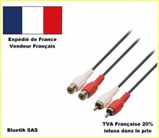 1m  Câble cordon rallonge audio stéréo 2x RCA mâle vers 2 RCAfemelle - M F (N6)