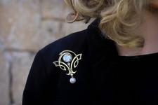 Collier Pendentif Broche Doré