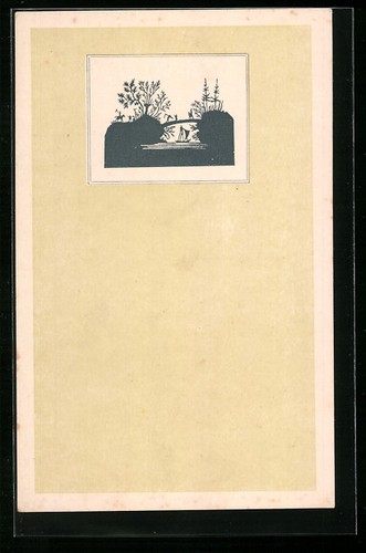Carte postale pont avec arbres