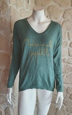 Tee shirt vert "Mademoiselle Pipelette" neuf Lacomy taille unique (sm3)