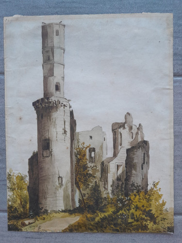 Dessin ancien scène village