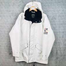 Aigle Veste Parka homme taille M 44-46 blanc capuche poches waterproof jacket