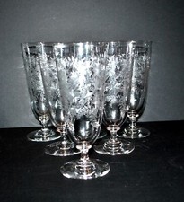 PORTIEUX Lot 6 Verres à bière anciens - Bocks Gravure chimique craquelée Lydie?