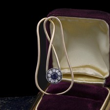 Pince à billets Estate en or jaune 14 carats sur saphir bleu ancien diamant e...