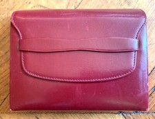 Etui en cuir bordeaux pour 2 jeux de cartes à jouer vintage années 70-80