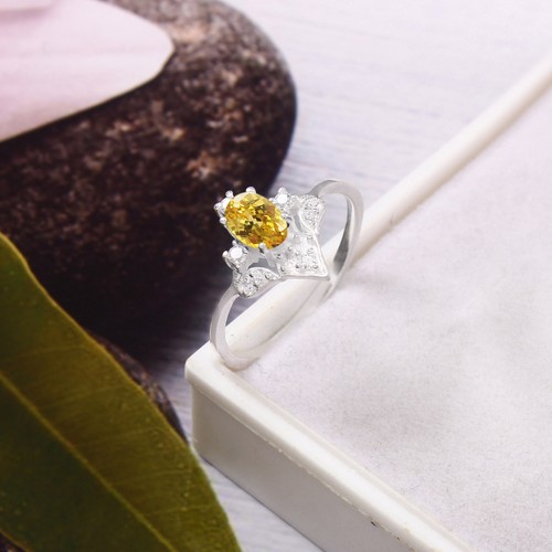 Bague saphir jaune aaa argent - bague,